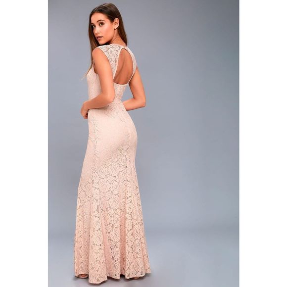 Lulus Medium Rosetta Blush Pink Lace Maxi Dress Wedding guest graduation easter - Picture 2 of 10